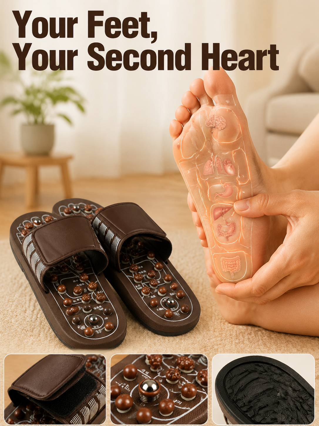 Ad justable Acupressure Massage Slippers with Rotatable Spring Nodes-JT