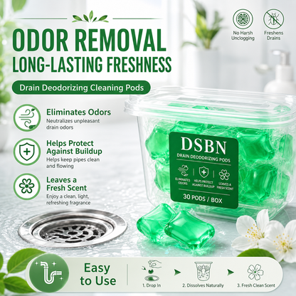 Drain Deodorizing Cleaning Pods – Fresh Scent Gel Capsules for Bathroom, Kitchen & Laundry Drains - JT4