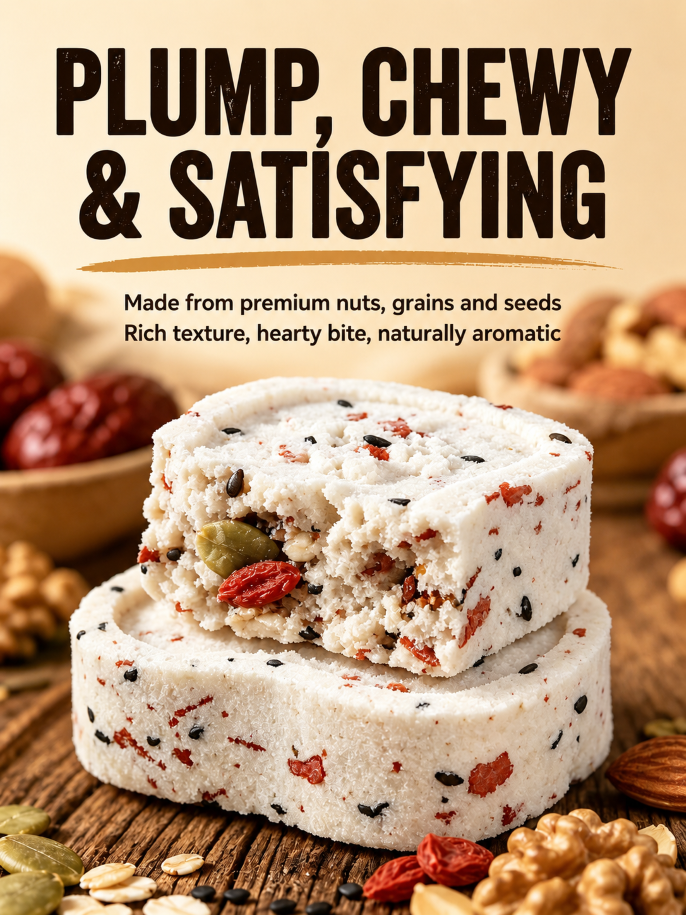 Pure Superfood Grain Bites – Premium Red Date & Poria Eight Treasures Cake 🤍🌾✨ | Low Sugar · Light Calories · Whole Grain Goodness – JT2