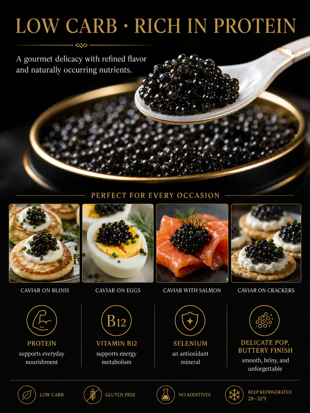 ✨ Black Gold Premium American Sturgeon Caviar 🖤 Rich, Buttery & Delicately Briny-JT2