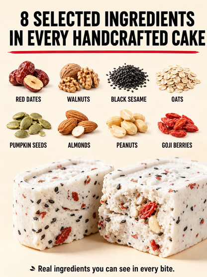 💖Handmade Red Date Poria Bazhen Cake🎁, Natural Whole-Grain Healthy Guilt-Free Treat-JT
