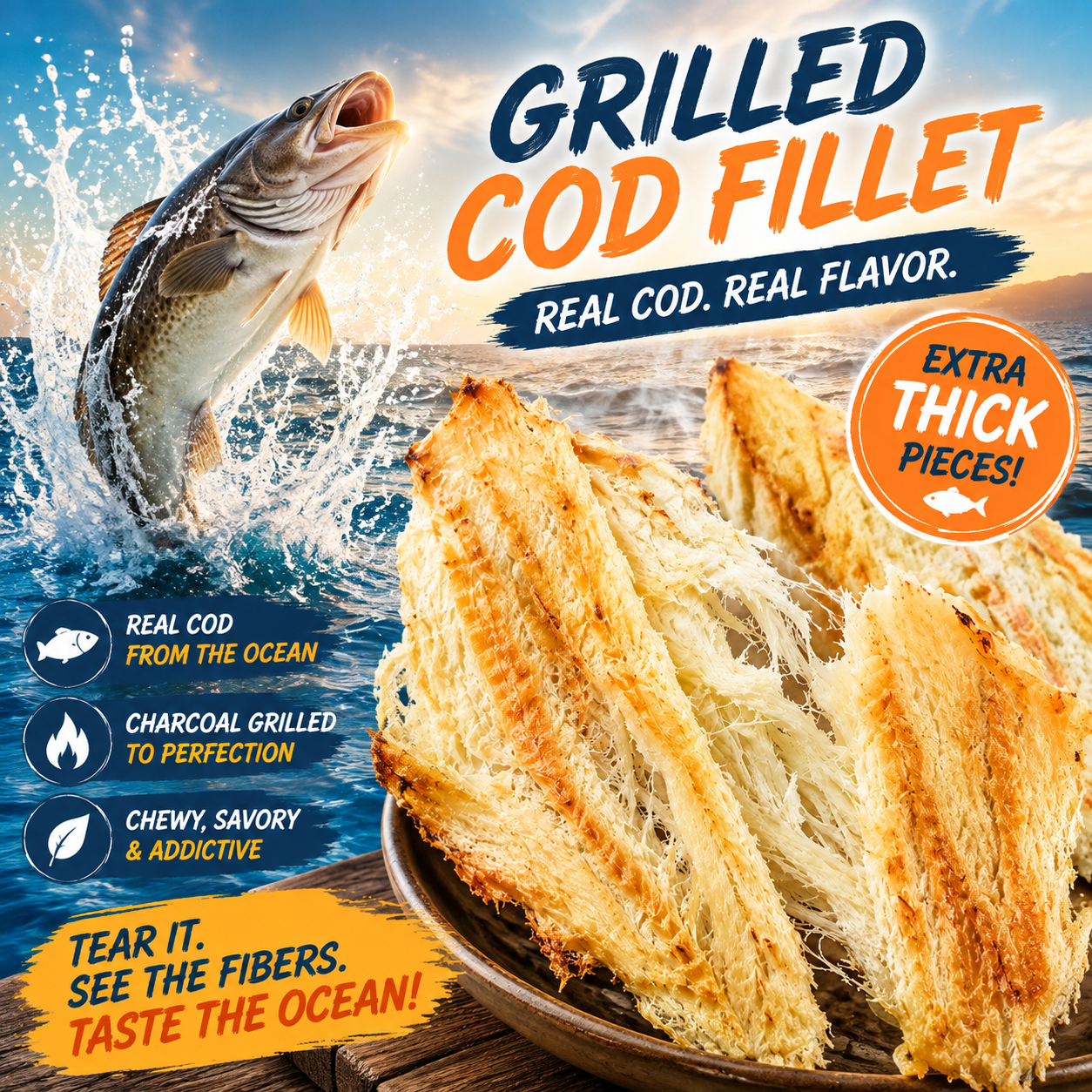 🐟Premium Baked Cod Snack Made From Real Seafood，🔥Slow Baked For A Golden, Savory Taste-JT4