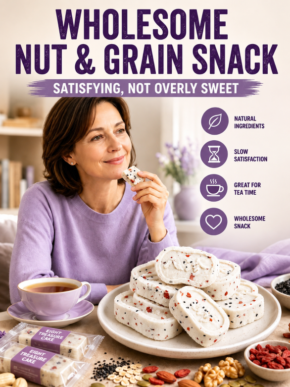 Pure Superfood Grain Bites – Premium Red Date & Poria Eight Treasures Cake 🤍🌾✨ | Low Sugar · Light Calories · Whole Grain Goodness – JT2