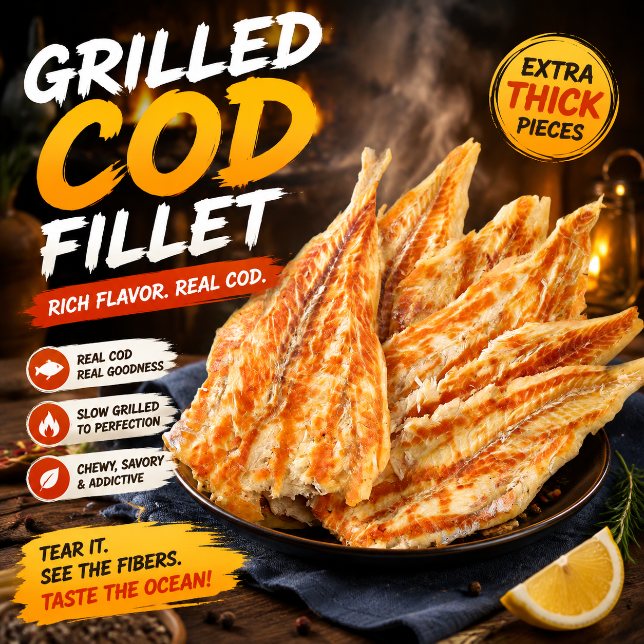 🐟Premium Baked Cod Snack Made From Real Seafood，🔥Slow Baked For A Golden, Savory Taste-JT4