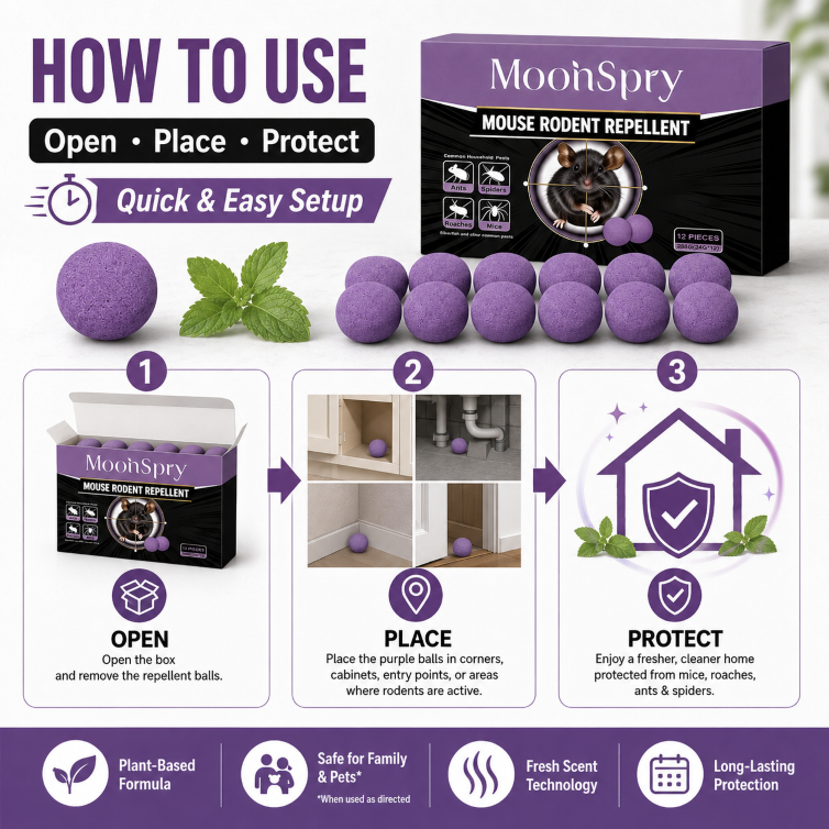🐭 All-Purpose Household Pest Repellent Balls 🌿| Safe Plant Formula Rodent Deterrent, No Mess, Odor-Free Protection-JT3