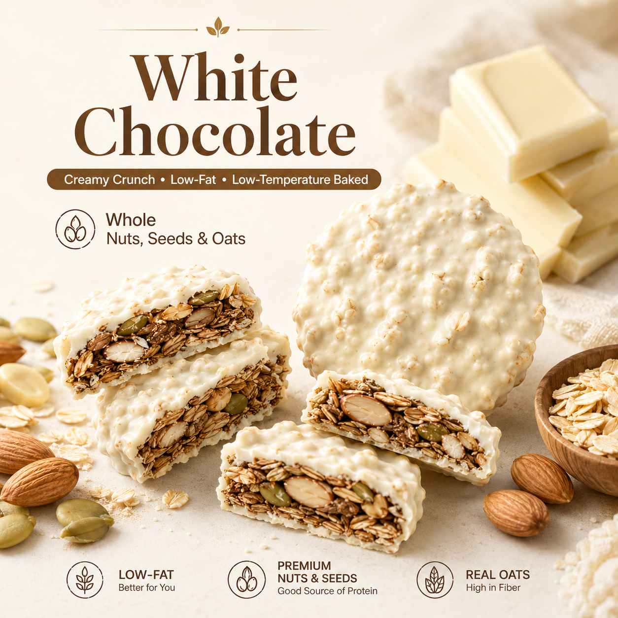 Chocolate Nut &amp; Oat Crisps 🍫🌾 Whole Nuts, Real Oats &amp; Satisfying Crunch in Every Bite-JT2