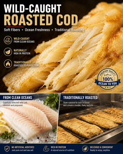 🐟️Wild-Caught Roasted Cod Fish Snack🌊|Low Fat & Full of Savory Ocean Flavor-JT3