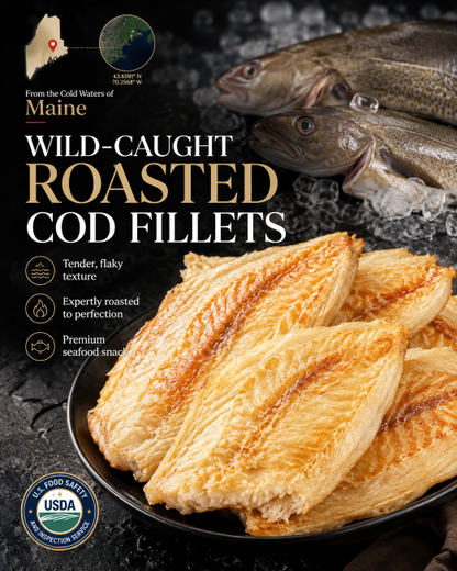 🐟️Wild-Caught Roasted Cod Fish Snack🌊|Low Fat & Full of Savory Ocean Flavor-JT3