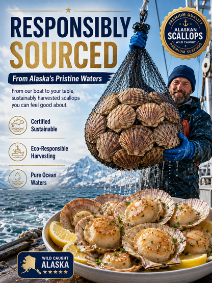 🐚 Wild-Caught Alaskan Scallops – Tender, Juicy & Ready to Eat ✨-JT2
