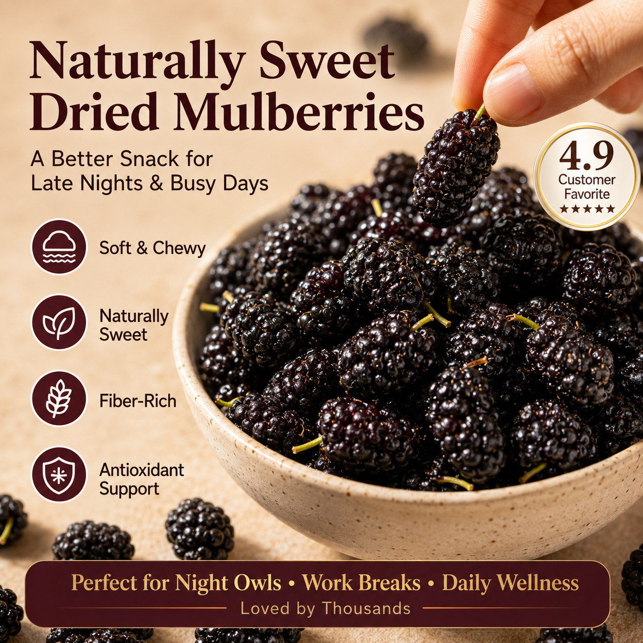 Dried Mulberries – Nourish Liver & Kidney, Darken Hair, Perfect for Night Owls-JXX