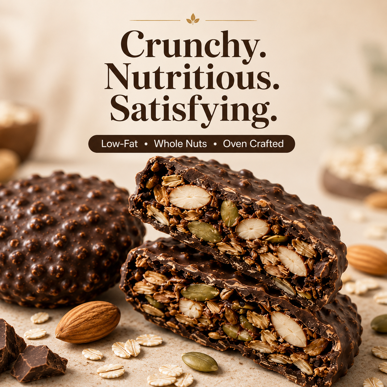 Chocolate Nut &amp; Oat Crisps 🍫🌾 Whole Nuts, Real Oats &amp; Satisfying Crunch in Every Bite-JT2
