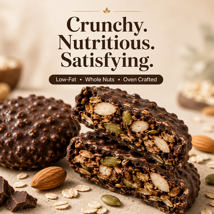 Chocolate Nut &amp; Oat Crisps 🍫🌾 Whole Nuts, Real Oats &amp; Satisfying Crunch in Every Bite-JT2