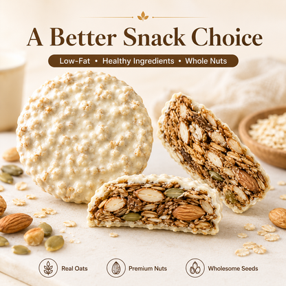 Chocolate Nut &amp; Oat Crisps 🍫🌾 Whole Nuts, Real Oats &amp; Satisfying Crunch in Every Bite-JT2