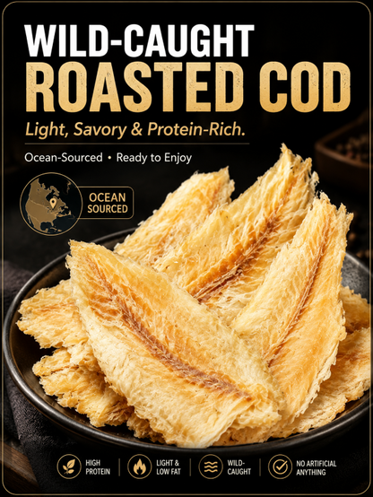 🐟️Wild-Caught Roasted Cod Fish Snack🌊|Low Fat & Full of Savory Ocean Flavor-JT3