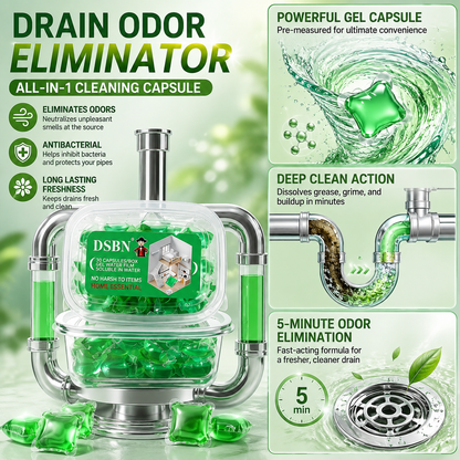 Drain Deodorizing Cleaning Pods – Fresh Scent Gel Capsules for Bathroom, Kitchen & Laundry Drains - JT4
