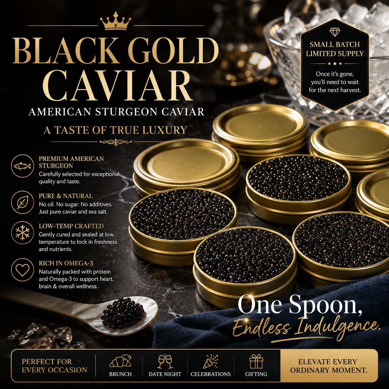 Premium Sturgeon Caviar – Rich, Luxurious Ocean Flavor-JT5